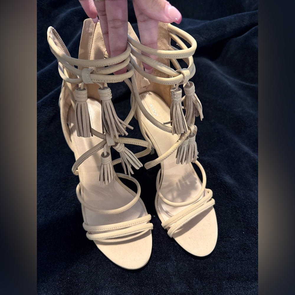Aldo Tan Tassel Strappy Heels